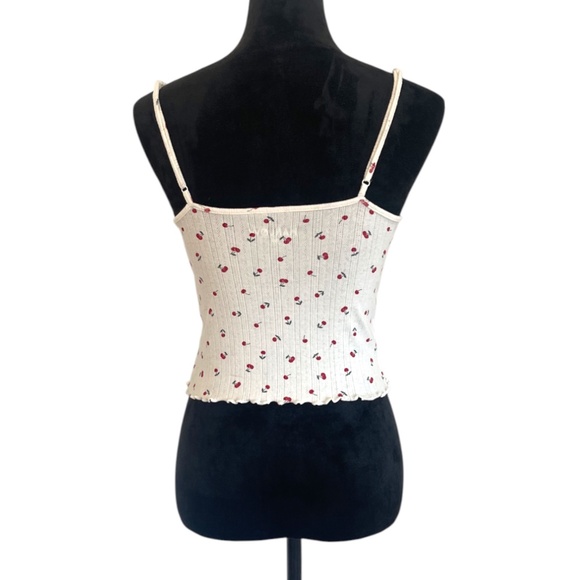 Cherry Print Cami with Ruffled Edges & Adjustable Straps - Picture 2 of 5